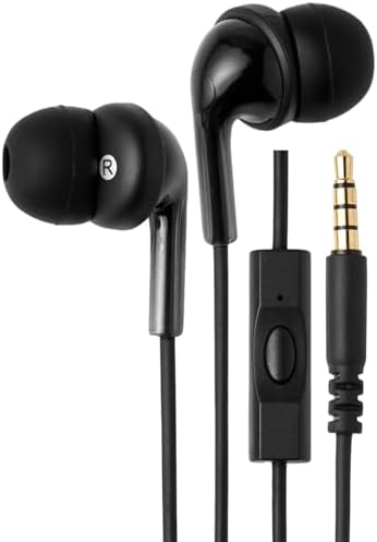 Amazon Basics In Ear Wired Headphones, Earbuds with Microphone No Wireless Technology, Black