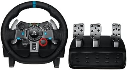 Logitech G29 Driving Force Racing Wheel and Floor Pedals, Real Force Feedback, Stainless Steel Paddle Shifters, Leather Steering Wheel Cover for PS5, PS4, PC, Mac - Black