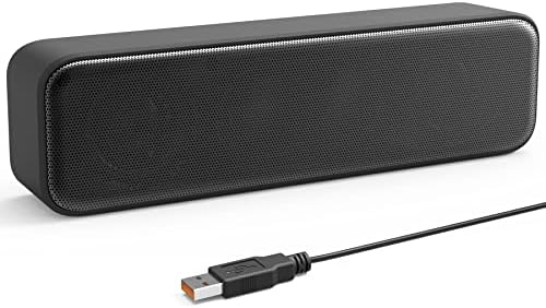[Upgraded] USB Computer /Laptop Speaker with Stereo Sound & Enhanced Bass, Portable Mini Sound Bar for Windows PCs, Desktop Computer and Laptops