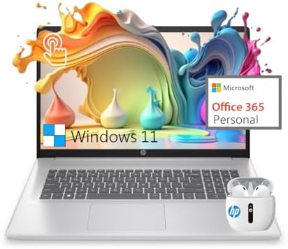 2024 Newest 17 Laptop Computer, 17.3” HD+ Touchscreen Laptop PC, Intel Pentium Silver N5030, 32GB DDR4 RAM, 1TB SSD, Windows 11, 1-Year Office 365, Long Battery Life, Webcam, Wi-Fi, USB-C, Silver