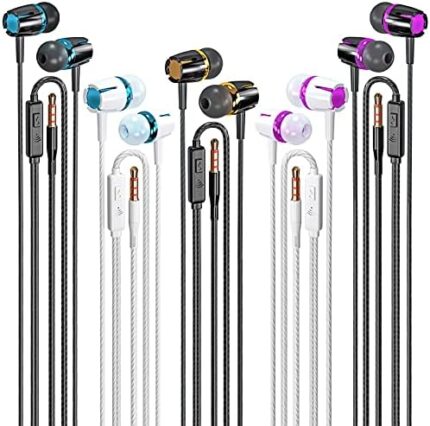 Wired Earbuds 5 Pack, Earbuds Headphones with Microphone, Earphones with Heavy Bass Stereo Noise Blocking, Compatible with iPhone, with iPad and Android Devices, MP3, Fits All 3.5mm Devices