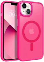 BENTOBEN Magnetic for iPhone 13 Case & iPhone 14 Case [Compatible with Magsafe] Translucent Matte Phone Case iPhone 13/14 Slim Shockproof Women Men Protective Cover for iPhone 13/14 6.1", Hot Pink