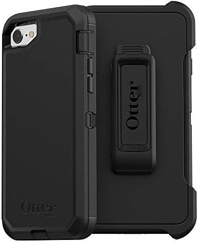 OtterBox iPhone SE 3rd & 2nd Gen, iPhone 8 & iPhone 7 (Not Compatible with Plus Sized Models) Defender Series Case - BLACK, Rugged & Durable, with Port Protection, Includes Holster Clip Kickstand