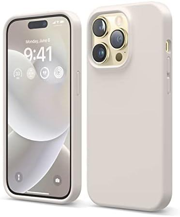 elago Compatible with iPhone 14 Pro Case, Liquid Silicone Case, Full Body Protective Cover, Shockproof, Slim Phone Case, Anti-Scratch Soft Microfiber Lining, 6.1 inch (Stone)